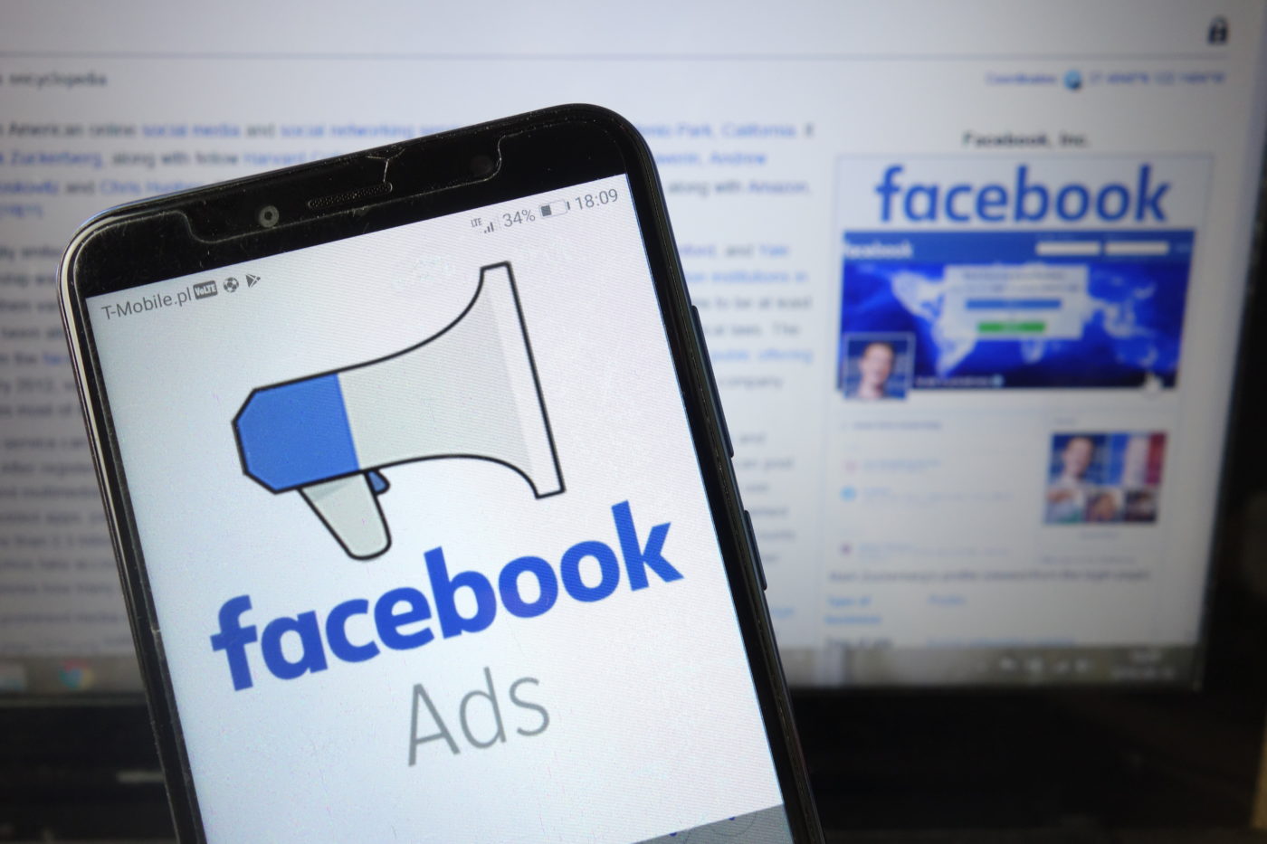 Facebook Ads logo displayed on mobile phone