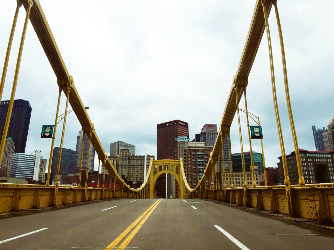 view of yellow bridge