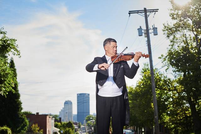 Violinist Christopher Wu plays for The Pittsburgh Symphony Orchestra’s "Front Row: The PSO Virtual Experience" which takes viewers to places throughout the city for musical performances.