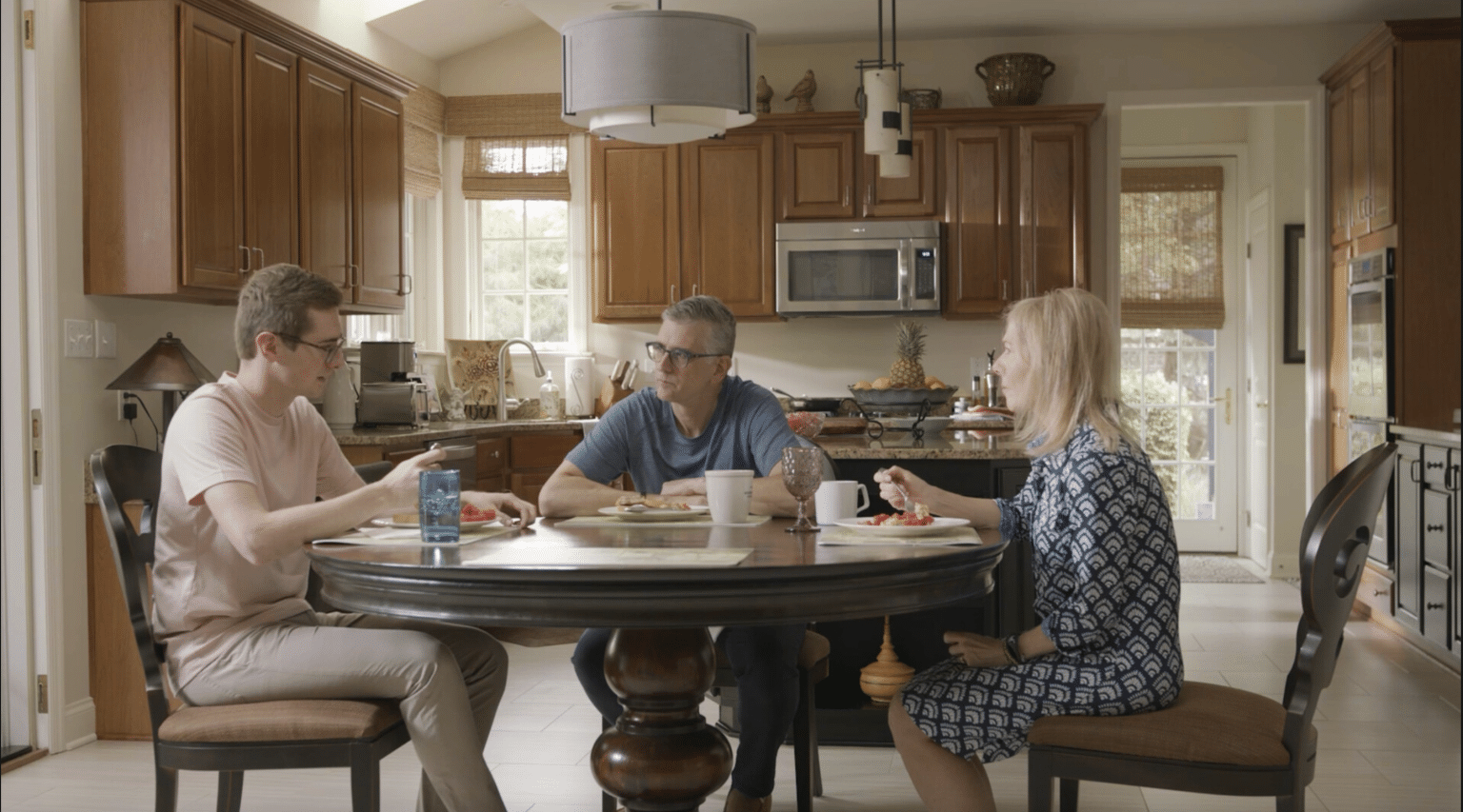 Brett, Bob and Dana McCutcheon during documentary filming, having one of many discussions about Ryan.